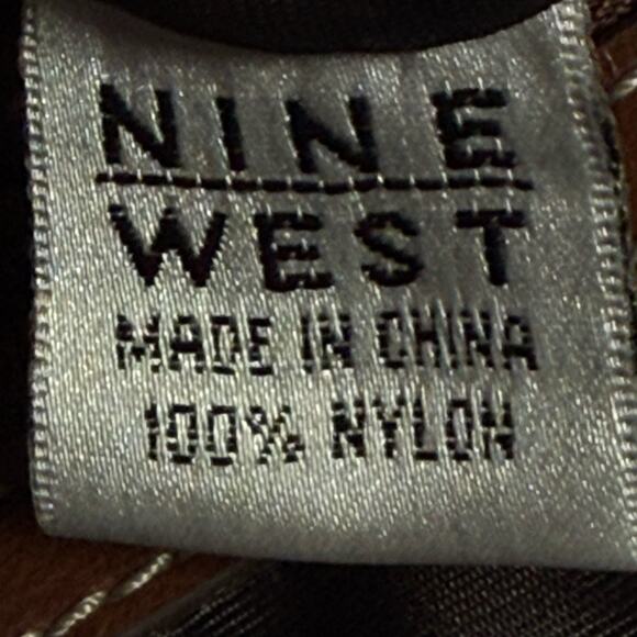 Nine West Green Nylon Crossbody Bag Brown Leather Trim Adjustable Strap - Picture 3 of 9